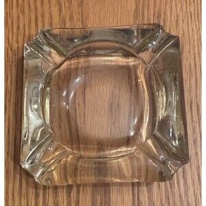 Vintage AshTray Square Clear Heavy Glass Cigar/Cigarette 3x3x1.5